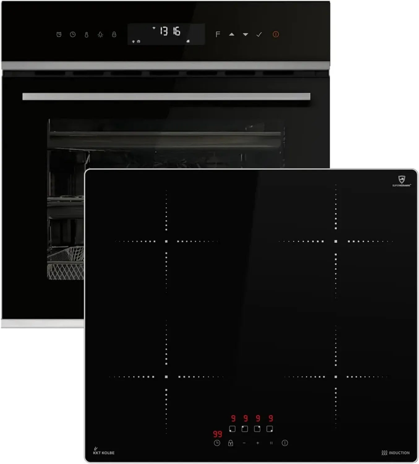 Einbau-Herdset: 60cm Backofen mit Pizzafunktion und 59cm Induktionskochfeld