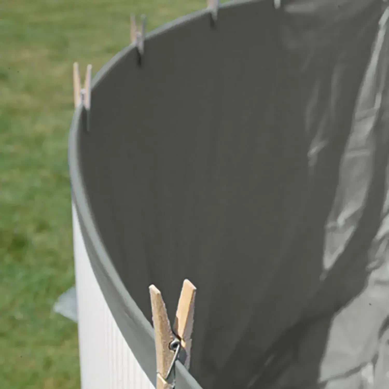 Graue Poolauskleidung für runde Aufstellbecken 730x375x130 cm mit Überlappungssystem