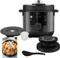 Moulinex 2-in-1 Schnellkochtopf und Heißluftfritteuse: 1450 W, Antihaftbeschichtet, 15 Programme, Timer, Schwarz