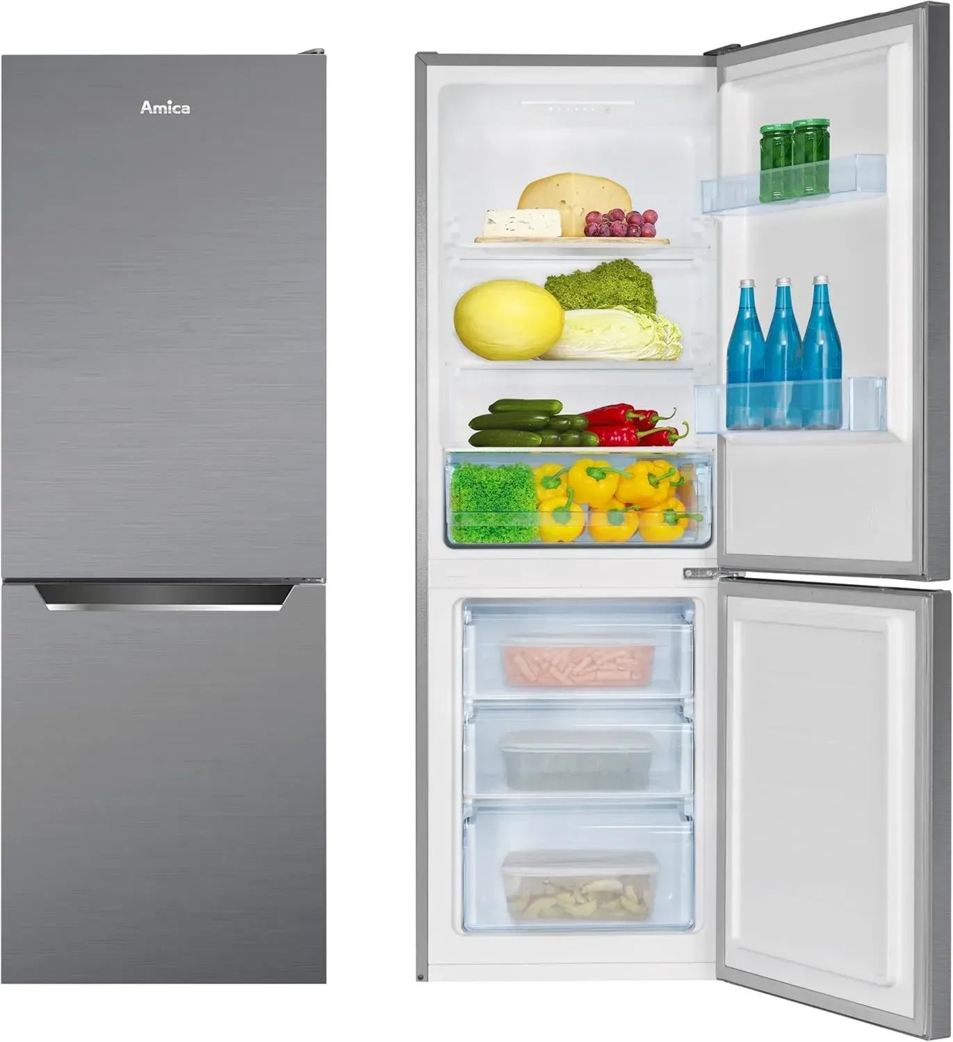 Amica Kühl-Gefrierkombination 159 cm hoch, 227 l, Edelstahl, FrostControl, VitControlPlus