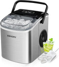 Kompakte EUHOMY Eiswürfelmaschine aus Edelstahl, 12 kg/24H, Selbstreinigung, Tragbarer Griff, Ideal für Zuhause, Küche, Büro und Bar