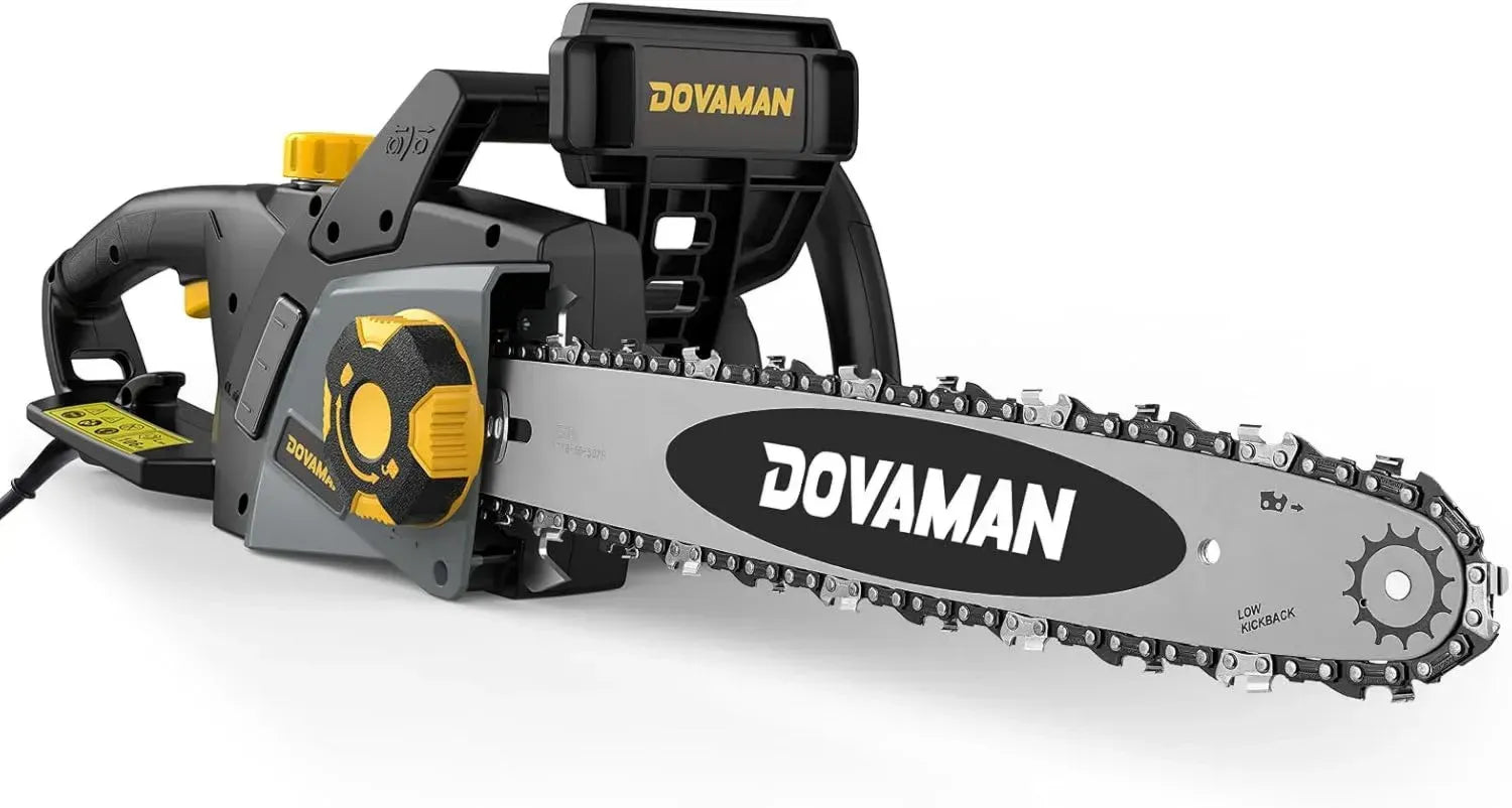DOVAMAN 2400W Elektrische Kettensäge, 40cm Oregon Schwert, werkzeuglose Spannvorrichtung, 15m/s, Rückschlagschutz, 2 Ketten inklusive, ideal für Brennholz und Gartenschnitt