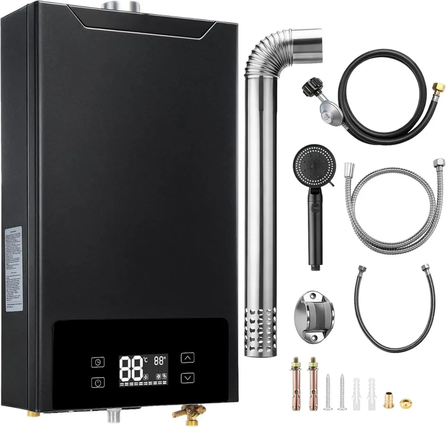 Propan-Durchlauferhitzer 6,3 GPM, 160.000 BTU, Innenbereich, LED-Touch-Display, integrierter Schutz, sofortige Warmwasserbereitstellung