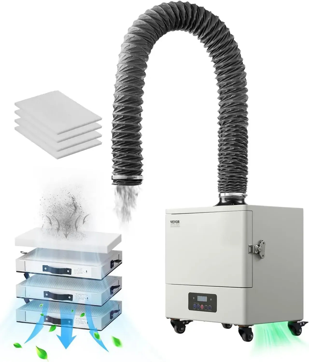 VEVOR Schweißrauchabsauger mit 280-W-Motor, 459 m³/h, 4-fach Filtersystem und 10-Stufen-Fernbedienung, ideal zum Löten und Gravieren